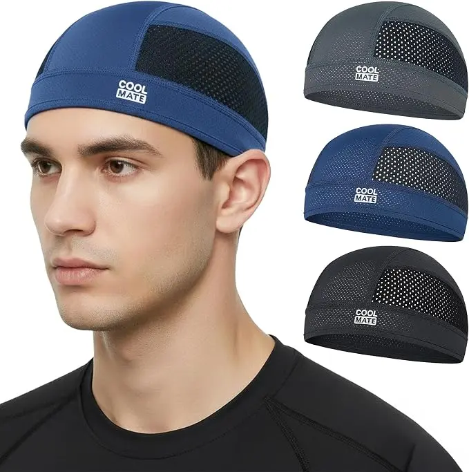 3 Pack Cooling Skull Cap for Men Women Sweat-Wicking Breathable Mesh Liner for Helmets, Summer Cycling Motorcycle
