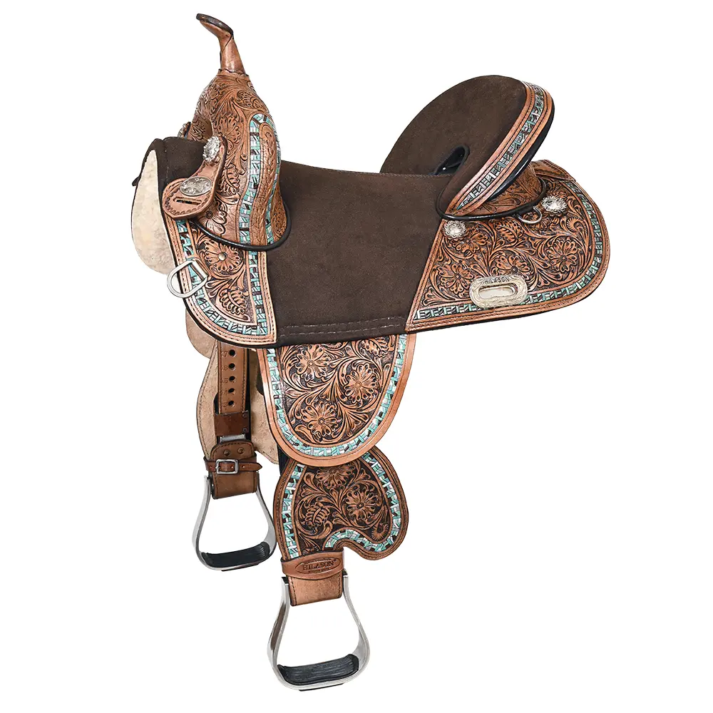 Hilason Western Horse Trail Barrel Racing American Leather Saddle Brown
