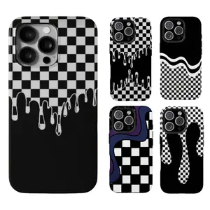 Black & White Checkered Dripping - Protective Phone Case For Iphone