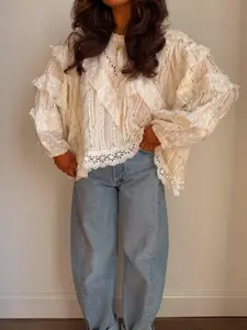 All In The Details Blouse (Cream & Ice Blue)