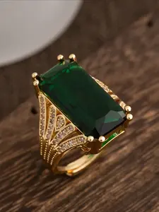 Fashion Women's Green Zircon Adjustable Ring, Daily Decoration Jewelry, Valentine's Day Christmas Gift, Bride Wedding Engagement Ring, Elegant Fashion Rings