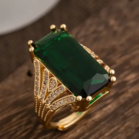 Women's Fashion Green Zircon Adjustable Ring, Valentine's Day & Christmas Gift, Bride Wedding Engagement Ring, Elegant Everyday Ring, Beautiful Rings