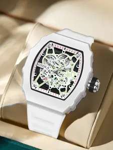 Men's 44mm Luxury Quartz Watch, 3atm Water Resistant Silicone Band, Luminous Design, Ideal for Daily Wear & Casual, Luminous Waterproof Watch