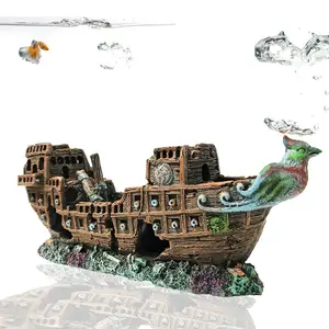 Aquarium Titanic Shipwreck Iron Pirate Ship with Detailed Coral and Fish Decor for Themed Aquariums Creative Fish Tank Landscape
