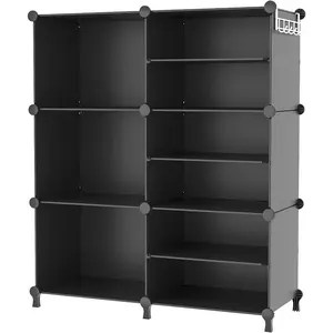Closet Organizer 6 Cube Storage Shelves Portable Closet Clothes Organizers and Storage Stackable Cubby Shelving for Closet Bedroom Living Room Office Black