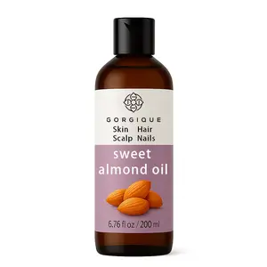 Sweet Almond Oil - Cold pressed, unrefined, natural moisturizer suitable for skin, hair, and nails - Gentle, non greasy, hexane free - Suitable for all skin types, massage, and DIY beauty, unisex. Cosmetic Moisturizing