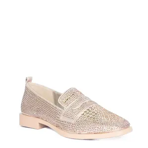 Lauren Lorraine PENNY Loafer - Pointed Toe Slip On Rhinestone Flat for Women Elegant Design with Luxe Leopard Print & Sparkling Rhinestone Detail Perfect for Holidays & Parties