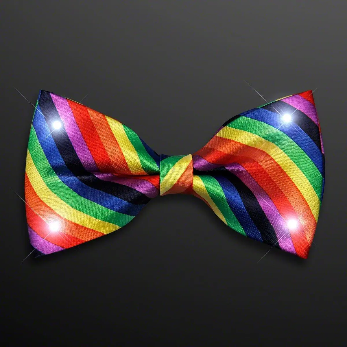 212 MAIN Unisex Striped Rainbow LED Light Bowtie - White Lights, Adjustable Strap, One Size, Ideal for Pride Parade, Party Gifts, Festive Supplies, Rainbow Bowtie