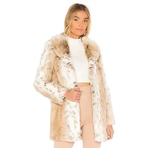 MAJORELLE Tatiana Faux Fur Coat in Arctic Fox