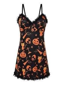Halloween Themed Lace Chemise Nightdress
