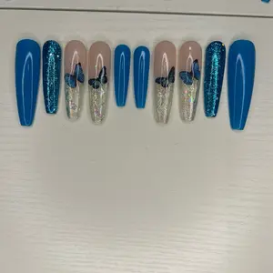 Blue Butterfly press on nails