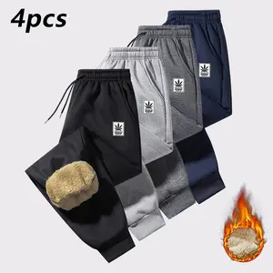 Men's fashion print autumn and winter velvet thickened sports pants warm loose casual trousers, very suitable for winter wear and holiday travel lining fleece cold weather outdoor activity Skinny Yoga Bottoms Skinny Sportswear Insulated