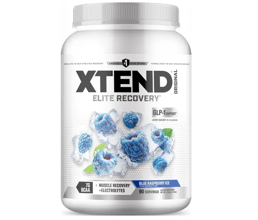 Xtend Original BCAA Powder with Zero Sugar, 7g BCAA, 90 Servings | Blue raspberry ice flavor with Zero sugar and 7g BCAAs for muscle recovery, hydration and performance.