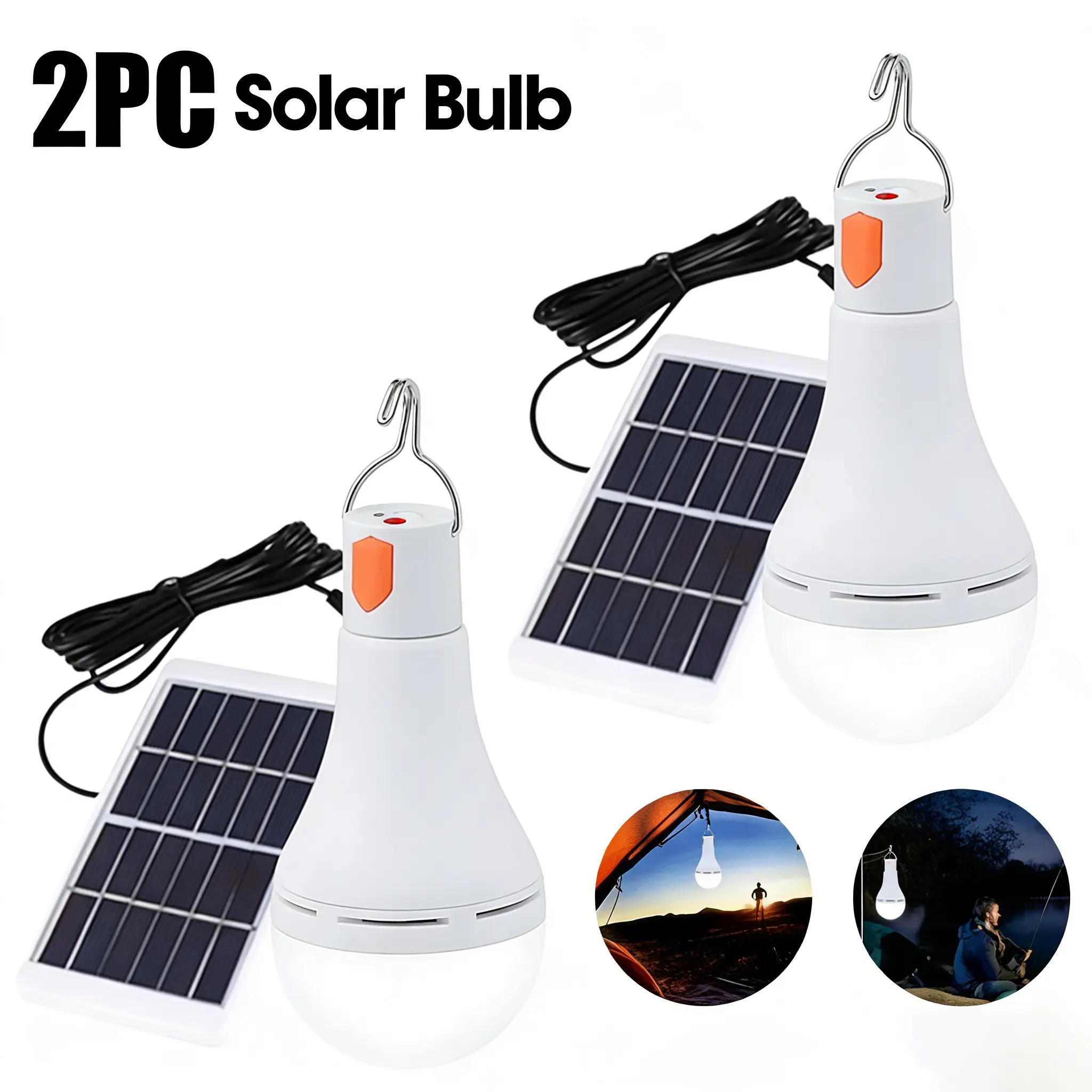 2PACK Outdoor Campsite Lights Remote Control Timer, Rechargeable Solar Light Bulbs Shed Night Emergency Power Outage,Featuring 3 Lighting Modes, Suitable for Tents, Providing LED Solar Illumination for Sheds at Night