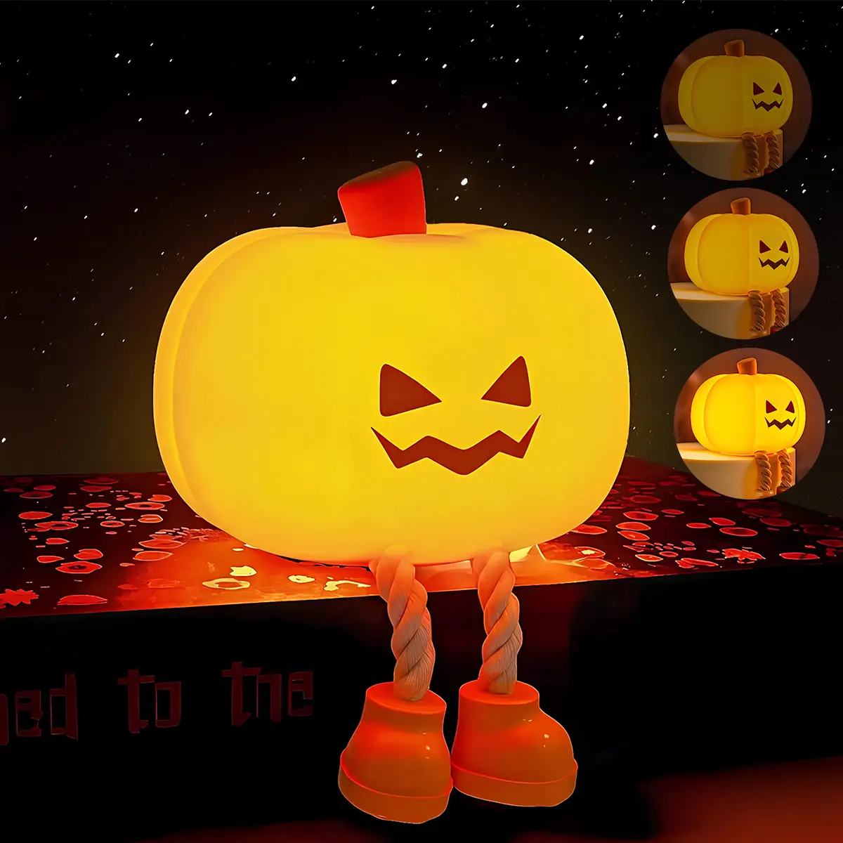 Halloween Pumpkin Night Light, Rechargeable Silicone LED Touch Lamp with 3 Brightness Levels, Cute Dimmable Bedside Lamp for Kids, Nursery, Bedroom & Halloween Home Decor