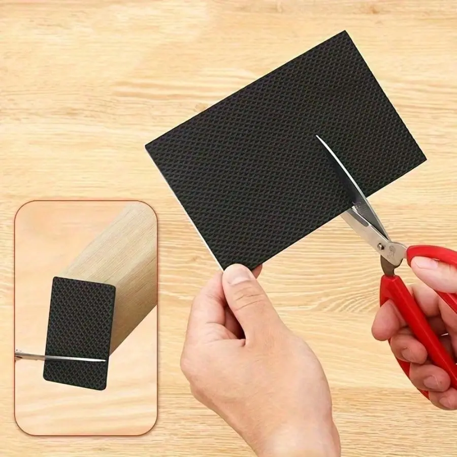 2-Pcs Black Furniture Pads, Stop Scratches & Reduce Noise Instantly, Self-Adhesive Rubber Protectors For Chairs & Tables, Invisible Floor Guard