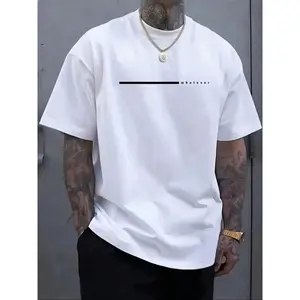 Men's Letter Print Short-Sleeve T-Shirt - Menswear Round Neck Regular Fit Athletic Top, Streetwear Casual Summer Daily Wear Tee Clothes Graphic tees Merch for men Streetwear Summer outfits