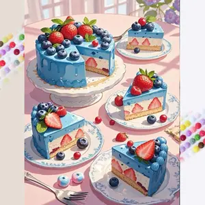 1 DIY handmade diamond painting set, 5D diamond art kit, DIY decoration, fruit cake slice diamond painting set with full round drills, mosaic, diamond art, DIY art home decor, suitable for Christmas, Handmade Gifts