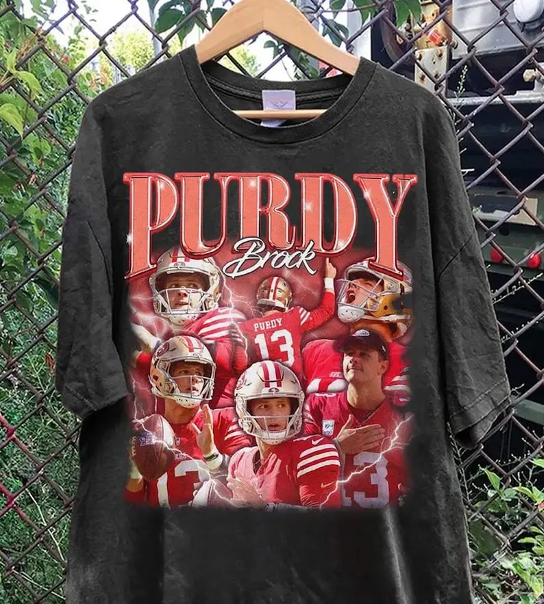 Vintage Brock Purdy Shirt, Retro American Football Shirt, Retro 90s Graphic Design Football Bootleg Gift, Gift For Fans Tee