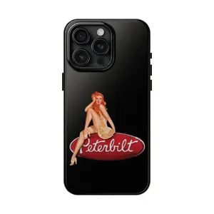 Girl Trucking Automotive Enthusiast Logo Art Peterbilt Tough Phone Case. Edgy Streetwear Aesthetic Rugged Shockproof Protective Smartphone Cover For iPhone 17 Pro Max 16 Air 15 14 13 12 11.