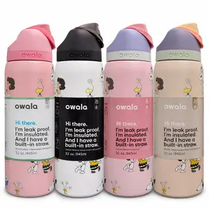 Owala FreeSip Water Bottle Insulated Stainless Steel Leak Proof Straw Lid Reusable Bottle for Gym Travel School Daily Hydration Drinkware Flasks