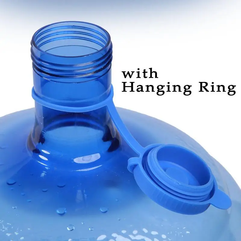 Reusable Water Jug Cap with Hole & Clip, 2pcs/set Leak & Spill Resistant Replacement Silicone Water Jug Cap with Hanging Ring, Water Bottle Caps, Drin