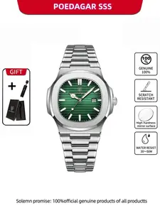 Poedagar Men's Luxury Stainless Steel Watch, Waterproof Luminous Quartz Business Watch with Date Display, Stylish Analog Dial Design