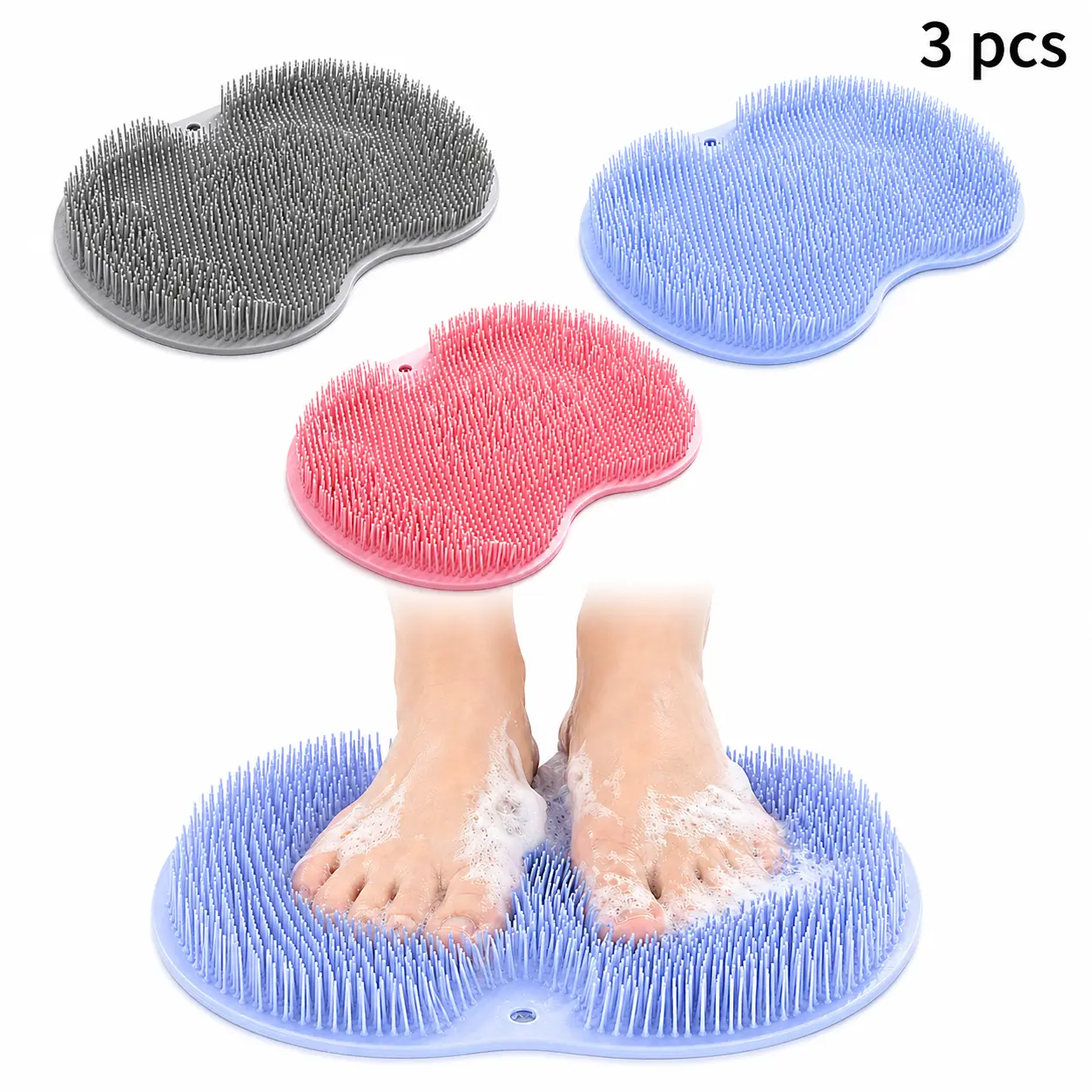 3PCS Wall Mounted Foot Scrubber, Shower Foot Massage Brush for Deep Cleaning, Exfoliating, Bath & Daily Foot Care