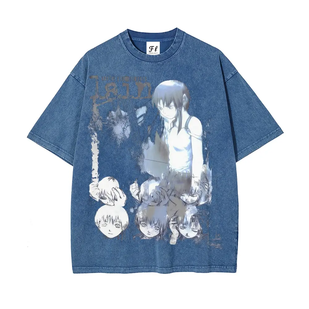 Serial Experiments Lain Anime Vintage Washed Heavyweight Cotton T