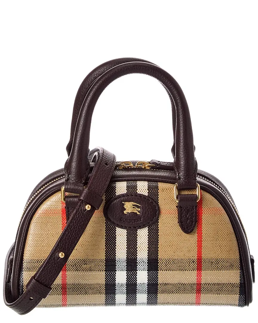 Burberry Highlands Mini Coated Canvas & Leather Bowling Bag