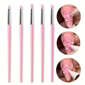 5-Piece Nail Art Pen Set, Silicone Press Pens &, Dotting Stamping Tools, Smooth Application, Essential Nail Care, Nail Art Kit