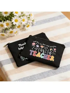 Viral Teacher Gift | Reusable Canvas Makeup Bag Makeup Storage Organizer | Back to School & Teacher’s Day Essential for Educators