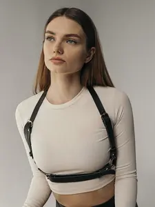 Adjustable PU Leather Chest Strap Belt, Gothic Punk Style Buckle Design, Handmade Daily Wear Accessory, Perfect Pairing with Shirts