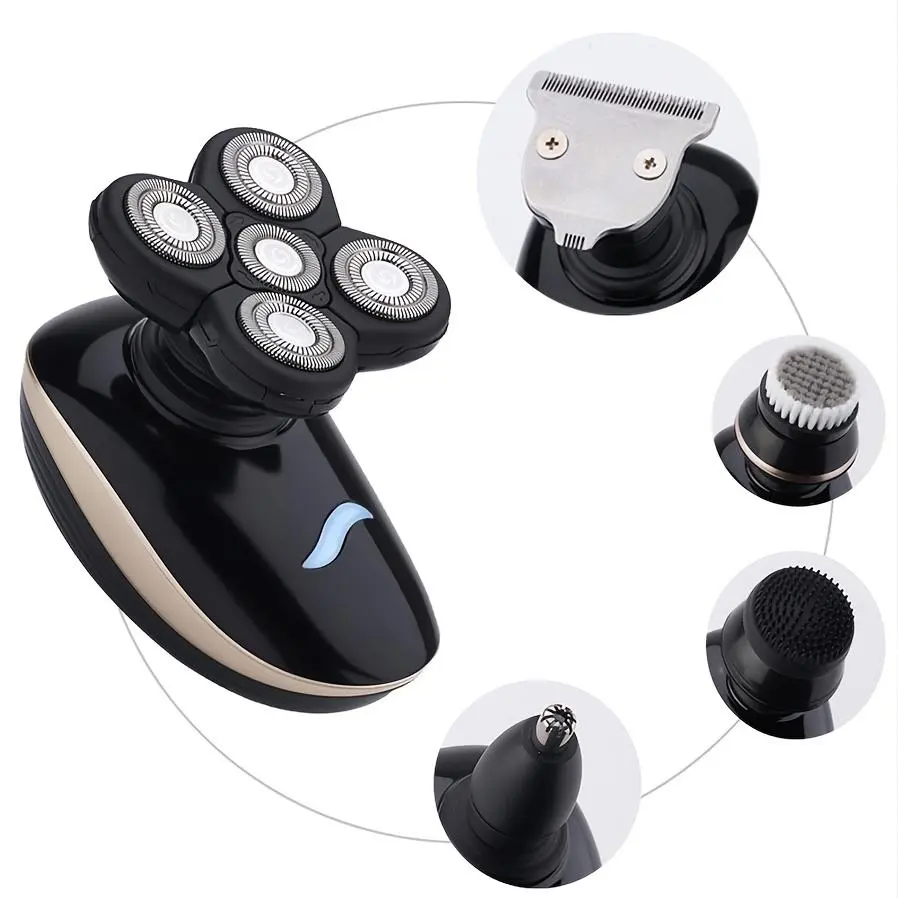 GERTZY Men's Electric Cordless Shaver Rechargeable Shaver Machine with Nose Hair & Sideburn Trimmer + Facial Cleanser - 4-in-1 Grooming Kit Gift for Boyfriend Husband Dad Friends Lightweight Handle