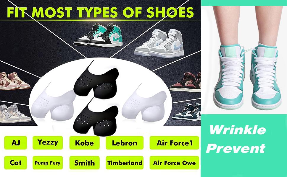 4 Pairs Sneaker Crease Protector Anti Wrinkle Shoe Shields for Air Force 1 Jordan Sneakers Shoe Protector Inserts Men 7-12
