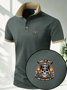 Fashion printed men's polo casual undershirt for spring and summer