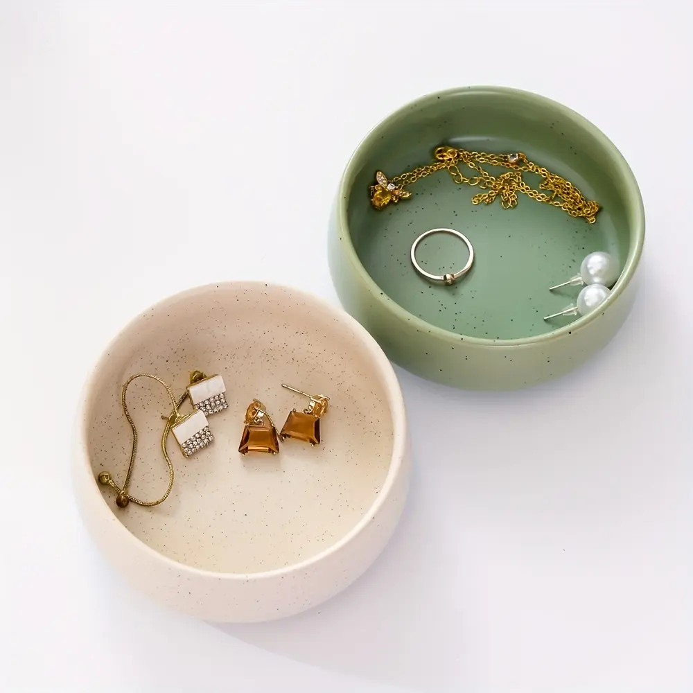 1pc Ceramic Jewelry Tray, Jewelry Organizer Plate, Ring And Earring Storage Dish, Multifunctional Home Small Plate, Appetizer Plate, Snack Plate, Sauce Dish, Jewelry Trays