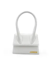 Jacquemus Women's Le Chiquito Noeud Bag - White Leather Handbag with Gold-tone Logo & Coiled Handle