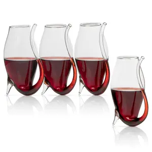 The Wine Savant Crystal Port and Dessert Wine Sippers, Dry Sherry, Cordial, Aperitif & Nosing Copitas Tasting Glass - Dinner Drink Glassware Glasses | Set of 4-3 oz Sipper | -