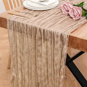 Nude Brown Table Runner Cheesecloth Spring Summer 10FT Long Boho Gauze Cheese Cloth Table Runners for Wedding Party  Shower Birthday Spring  Decorations