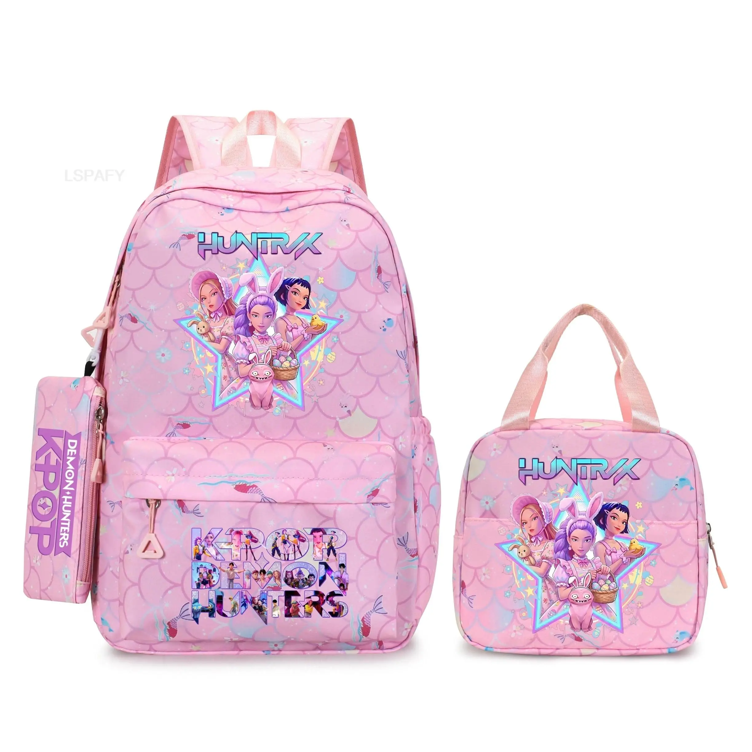 KPop Demon Hunters Backpacks 3pcs Nylon Book Bag Multifunctional Waterproof Large Capacity Backpack School Bag Boys Girls