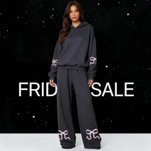 Bow Detail Sweatpants,Autumn and winter new cross-border European and American round neck long sleeved loose and thick hoodie women's fashion casual wide leg pants set(gift)11