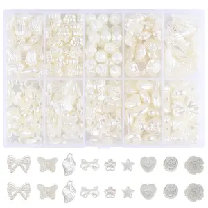 Pearl Beads for Jewelry Making, 10 Types Round Irregular Pearls for Bracelet Kit, Includes Small Filler Beads with Holes, DIY Necklace and Earrings, Heart Design Charm