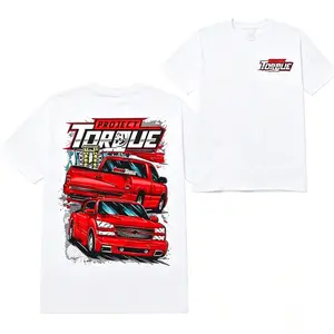 100% Cotton – Project Torque Street Truck T-Shirt – Red Performance Pickup Drag Racing Graphic Tee Featuring Custom Turbo Truck Design, Automotive Lifestyle Apparel, Trendy Casual Streetwear Gift for Truck Enthusiasts, Men's Cotton Shirt