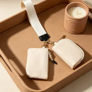 2-in-1 Dual Pouch Wristlet Keychain Wallet, Water-Resistant Mini Zip Around Coin Purse & Card Holder, Aesthetic Travel Essentials for Women&Men