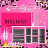 MilyBest 4-Style Lash Cluster Kit (864 Pcs D-Curl Dramatic Cosmetic Volume Lash Extensions) - Wispy Bulk Individual Picks, 2 Waterproof Black Bond & Seal Glues for DIY Eyelash Extensions, Lash tools included,Salon-Style Beginner Friendly Makeup Products,