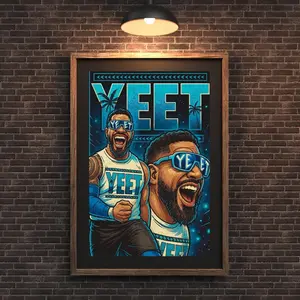 Jey Uso YEET  - WWE Cartoon Wall Art Poster - Wrestling Fan Decor - High-Energy Instant Printable Artwork #206