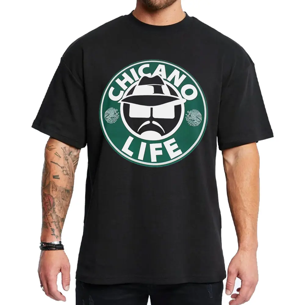 Men's Short-Sleeve Chicano Life Graphic Hoodie - Unisex Casual Streetwear Cotton-Polyester Fabric Sweatshirt with Loose Oversized Medium-Heavy Fit