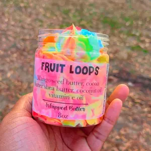 Fruit Loops Whipped Body Butter Shea Lotion 300g - Mango Butter, Vitamin E Oil, Moisturizing Cream for Skin Care