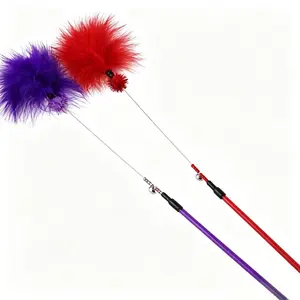 2pc High-Tenacity Plush Cat Wand Set with Bell, Interactive Kitten Wand, Colorful Handle, Interactive Puzzle Cat Toy, Engaging Cat Play Stick
